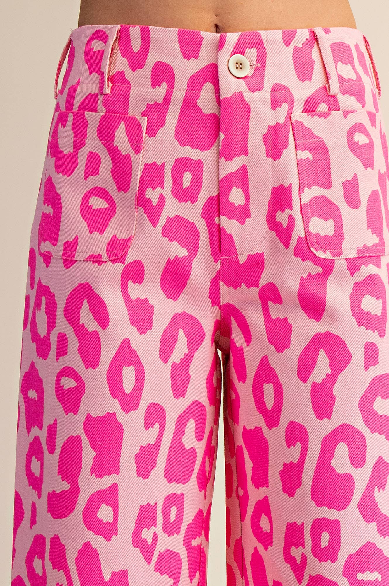 Colette Cropped Wide-Leg Neon Leopard Pants: Pink / S
