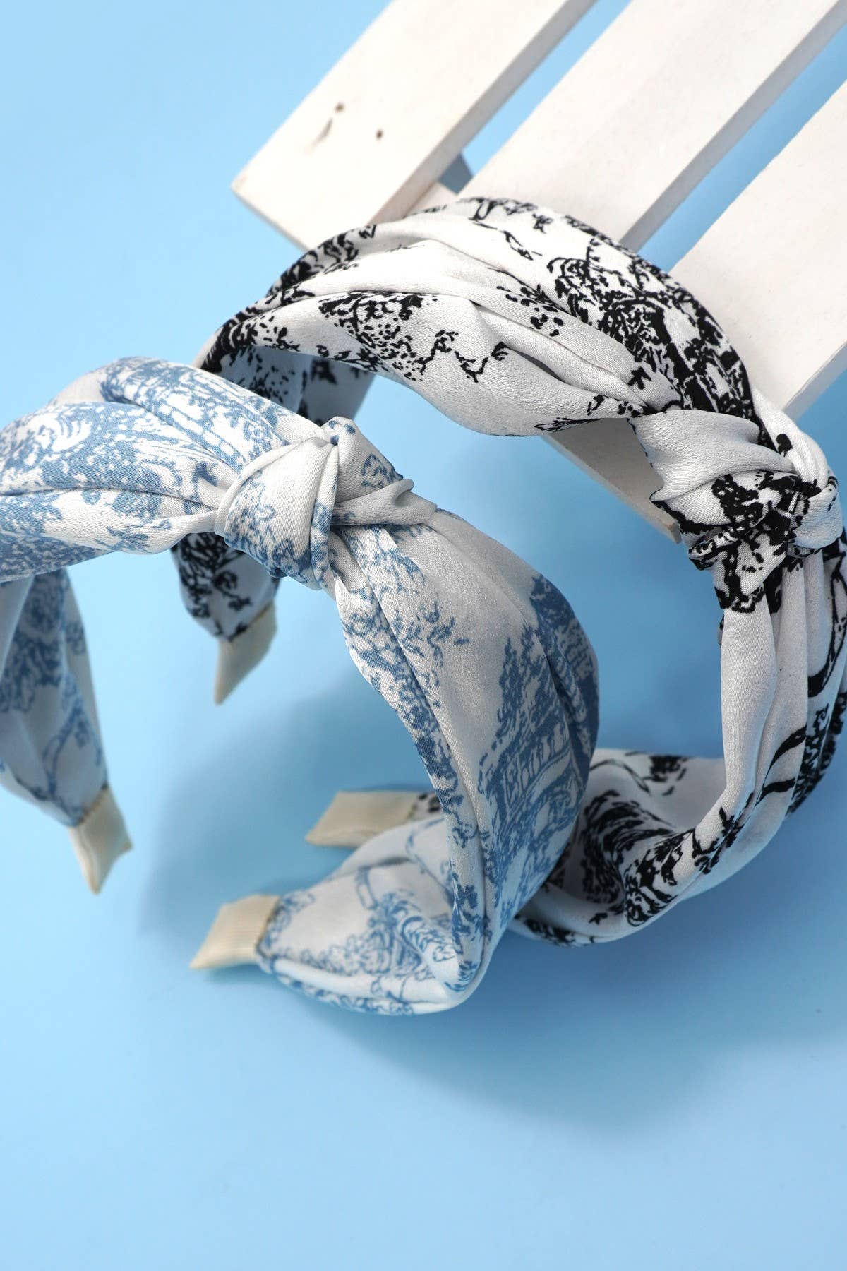 FLORAL TOILE PATTERN VINTAGE HAIR BAND BANGS | 40HB168: Blue
