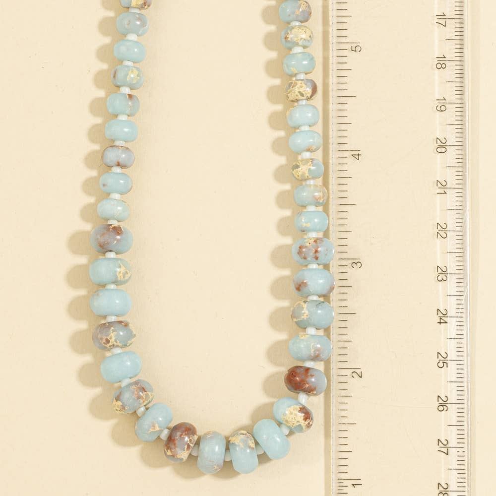 Rondelle Semi Precious Stone Beaded Necklace: LMUL