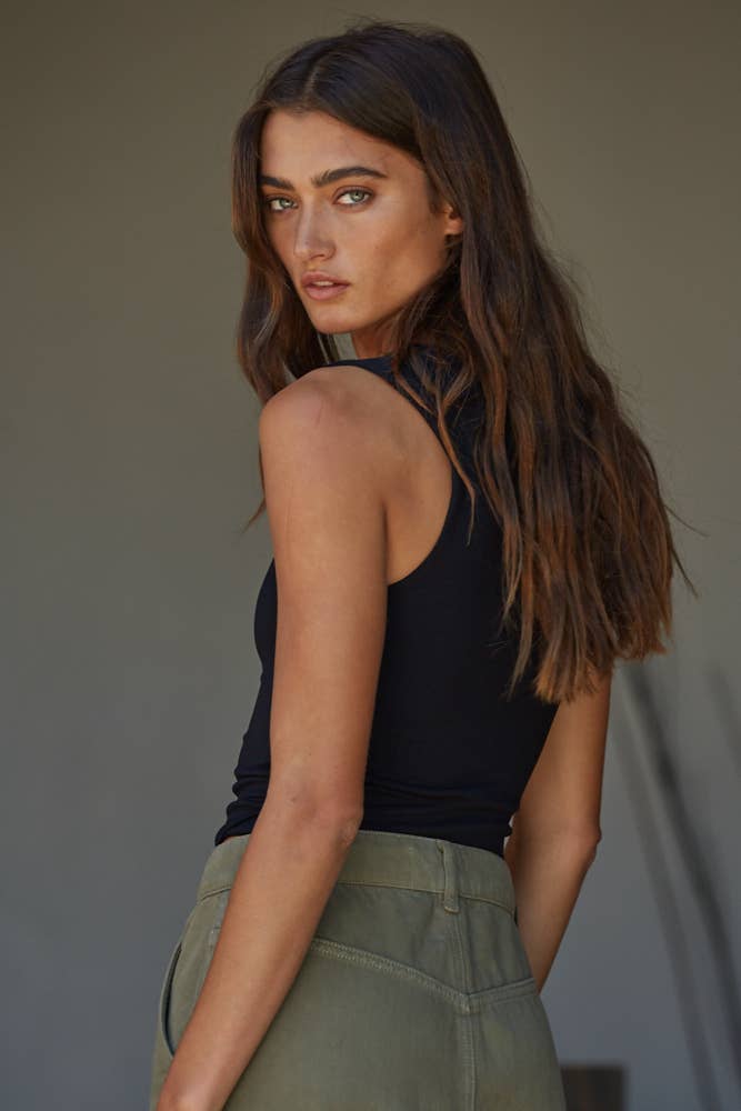 S1187N | Double Layered Seamless Top: Light Taupe / ML