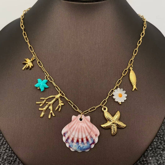 Summer Style Charm 18K Gold Plated S.Steel Necklace - FGS