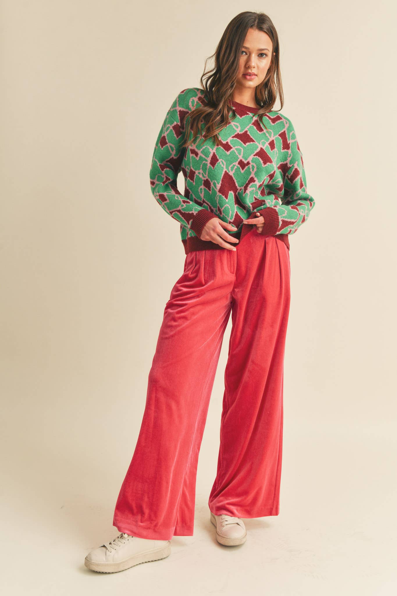 WIDE LEG VELVET TROUSERS MP2503: ROSE MAUVE / S