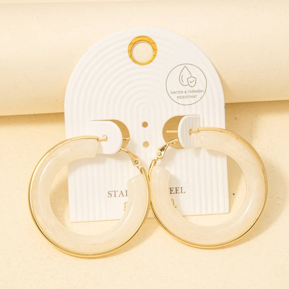 Stainless Steel Edge Acrylic Latch Hoop Earrings: SGBR