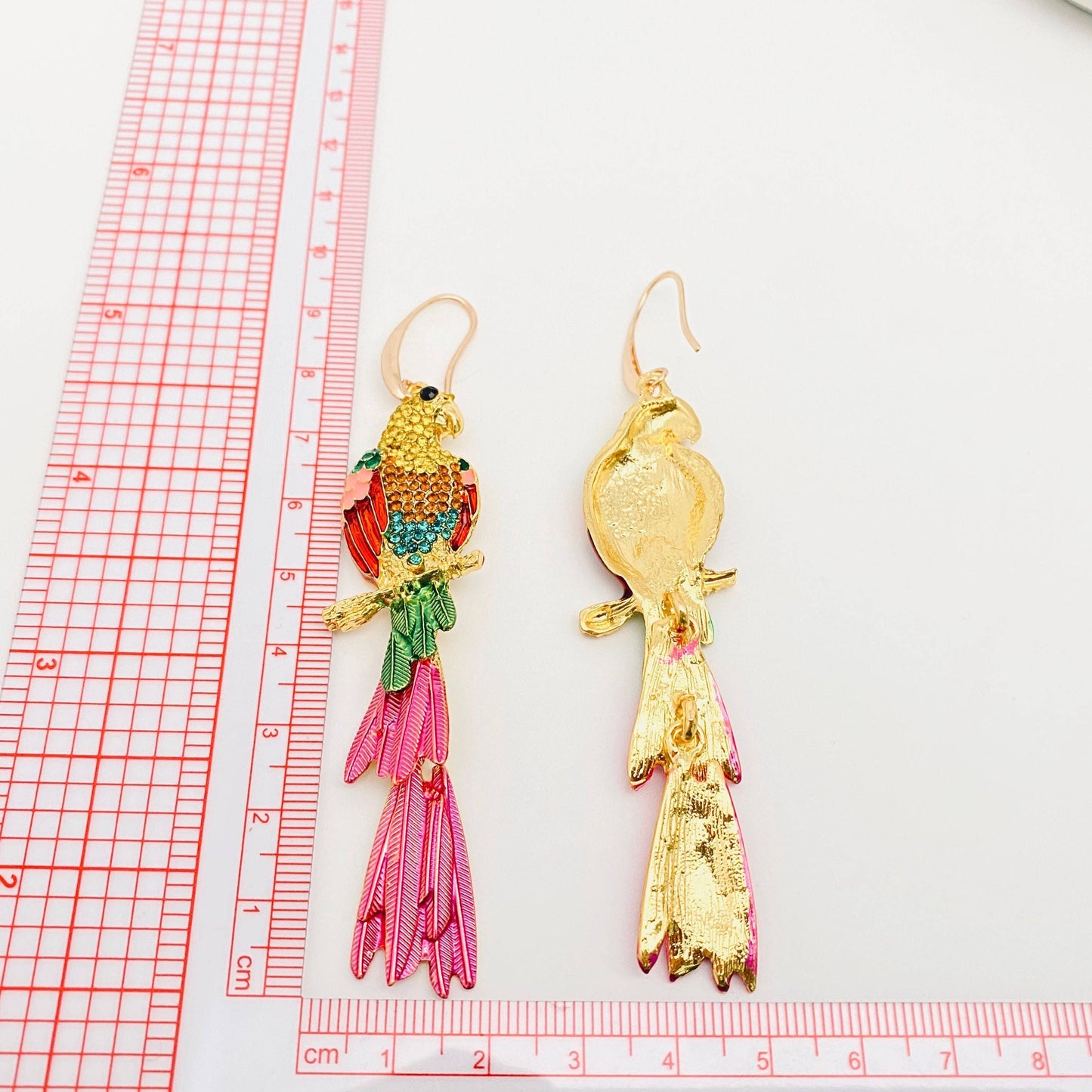 Parrot Enamel Rhinestone Earrings: Parrot