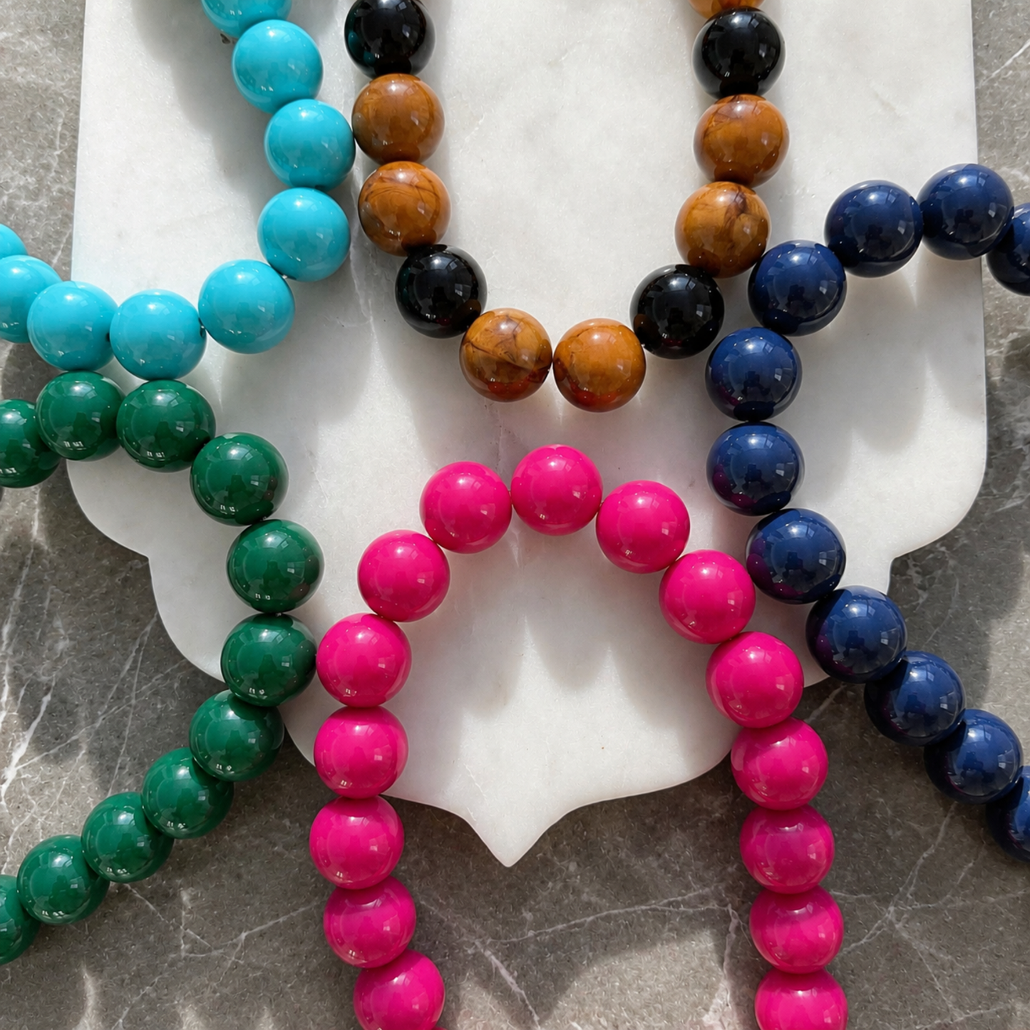 Beaded Color Gumball Statement Necklace: Tortoise Brown