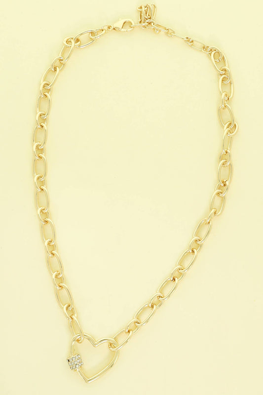 Open Heart Pendant Chain Necklace