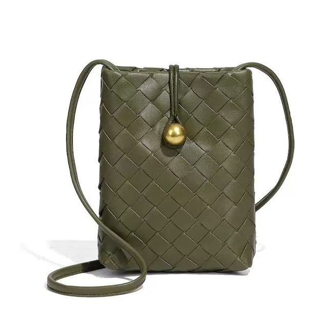 P25022 Small Woven Crossbody Bag: 13 Army Green