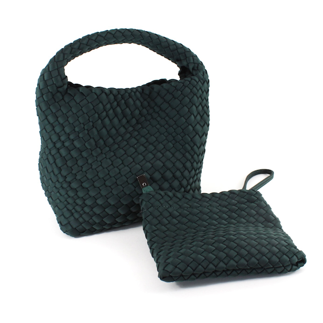 P23093 Small Nylon Woven Hobo Crossbody Bag w/Cosmetic Pouch: 07 Clay