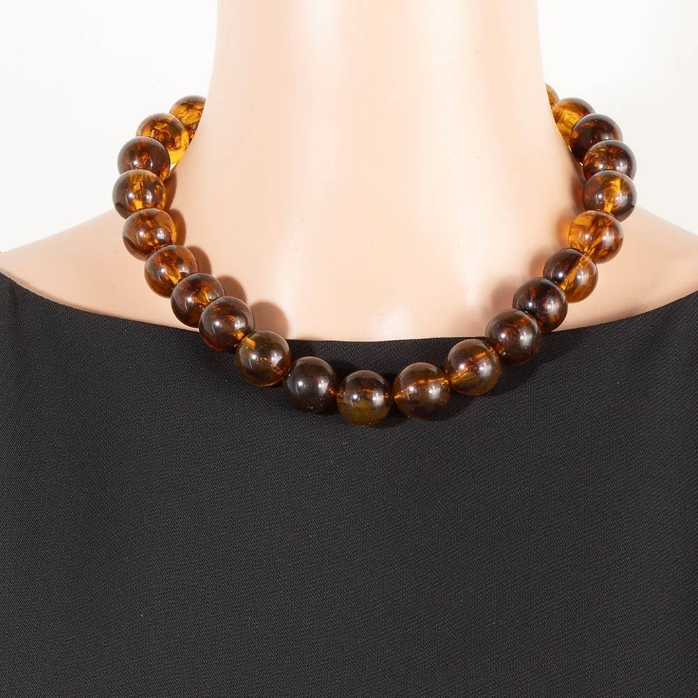 Large Tortoise Shell Ball Beaded Necklace: STOG
