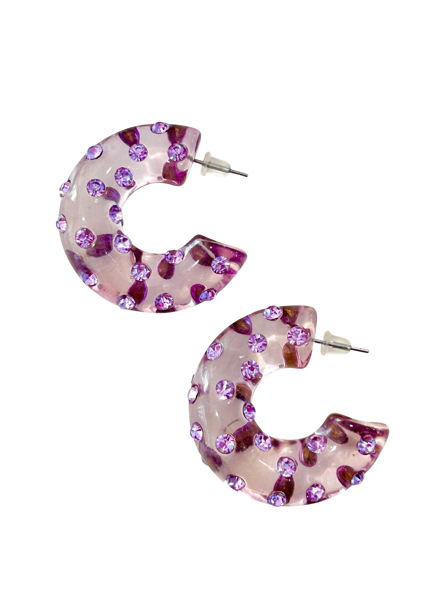 Aiden Gem Hoop Earrings - Purple