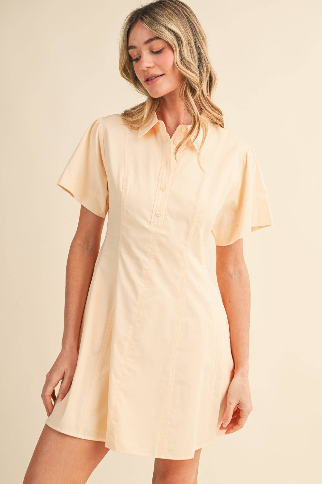 FIT AND FLARE SHORT SLEEVE MINI DRESS MDR4853: TEABERRY / M