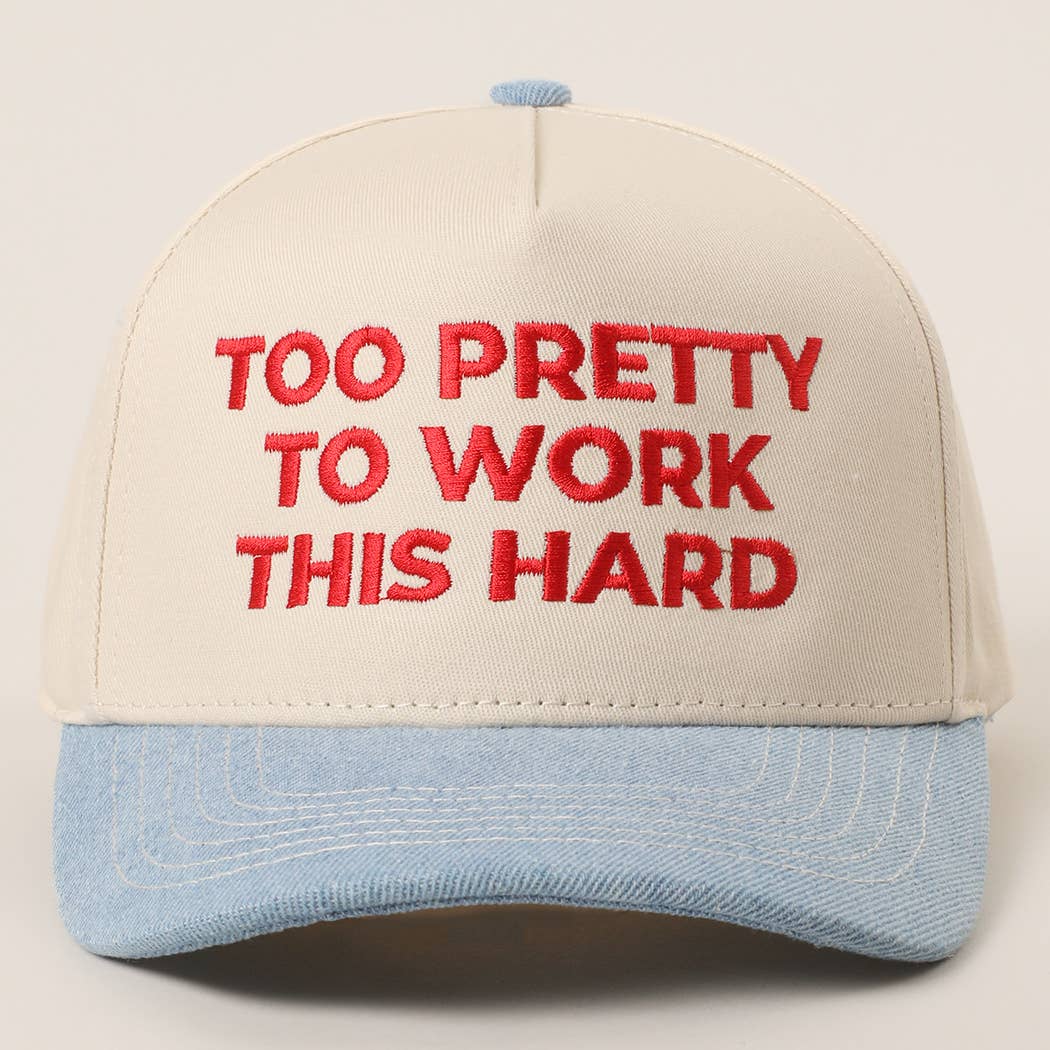 TOO PRETTY TO WORK Embroidery Trucker Hat: LEOPARD / One Size