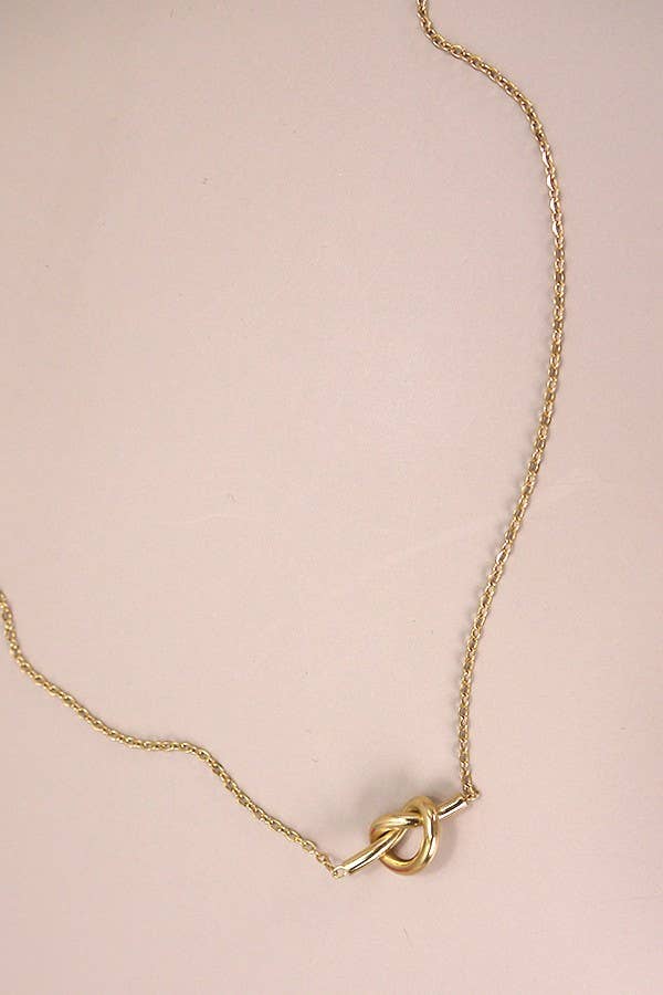 TITANIUM  STEEL NON-TARNISH KNOTTED NECKLACE | 40NK337: Gold