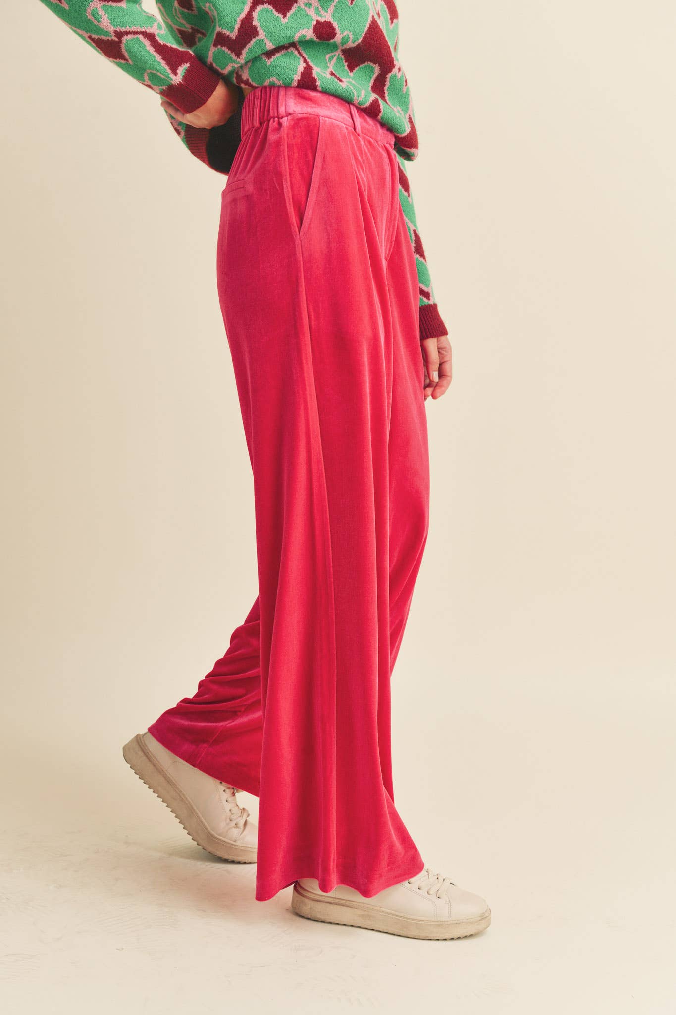 WIDE LEG VELVET TROUSERS MP2503: ROSE MAUVE / L