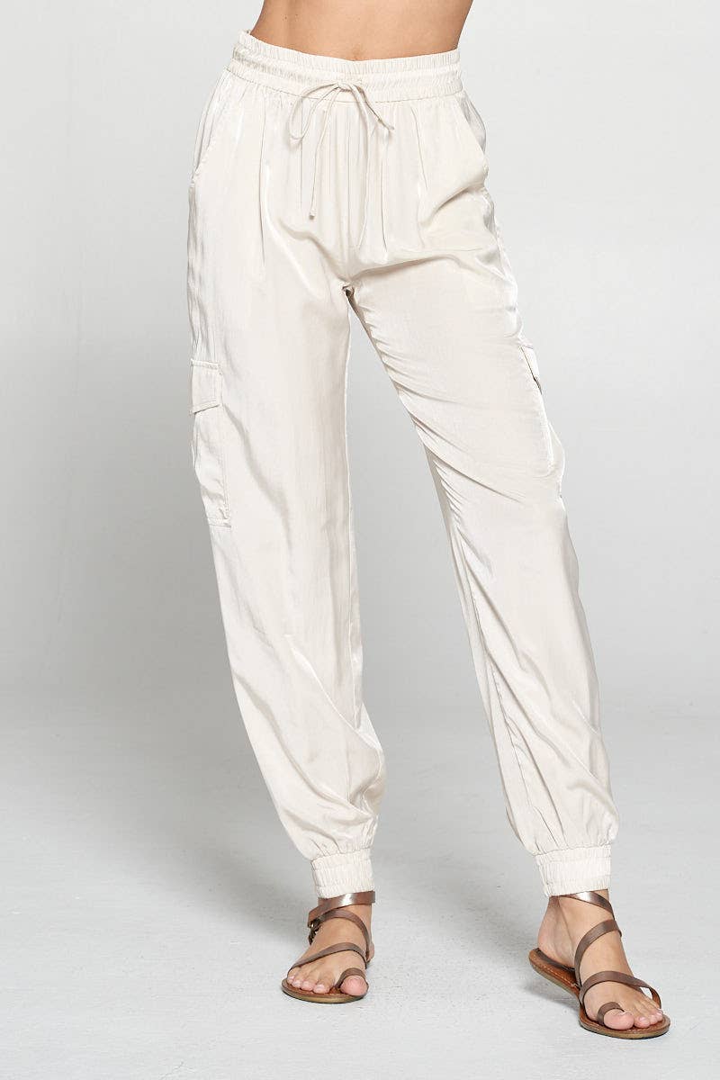 WOVEN CARGO PANTS - OYSTER: MEDIUM