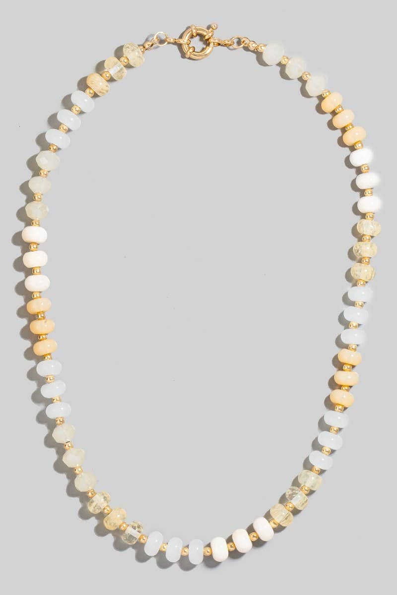 Round Stone Beaded Necklace: BPINK