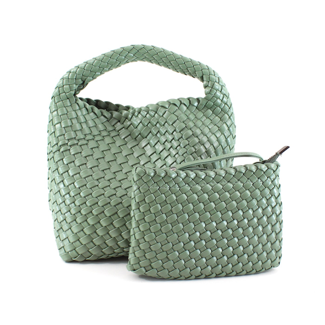 P24015 Medium Woven Hobo Crossbody Bag w/Cosmetic Pouch: 10 S Blue