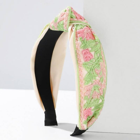FLORAL COTTAGECORE  EMBROIDERY HAIR BAND HEADBAND | 40HB166: C