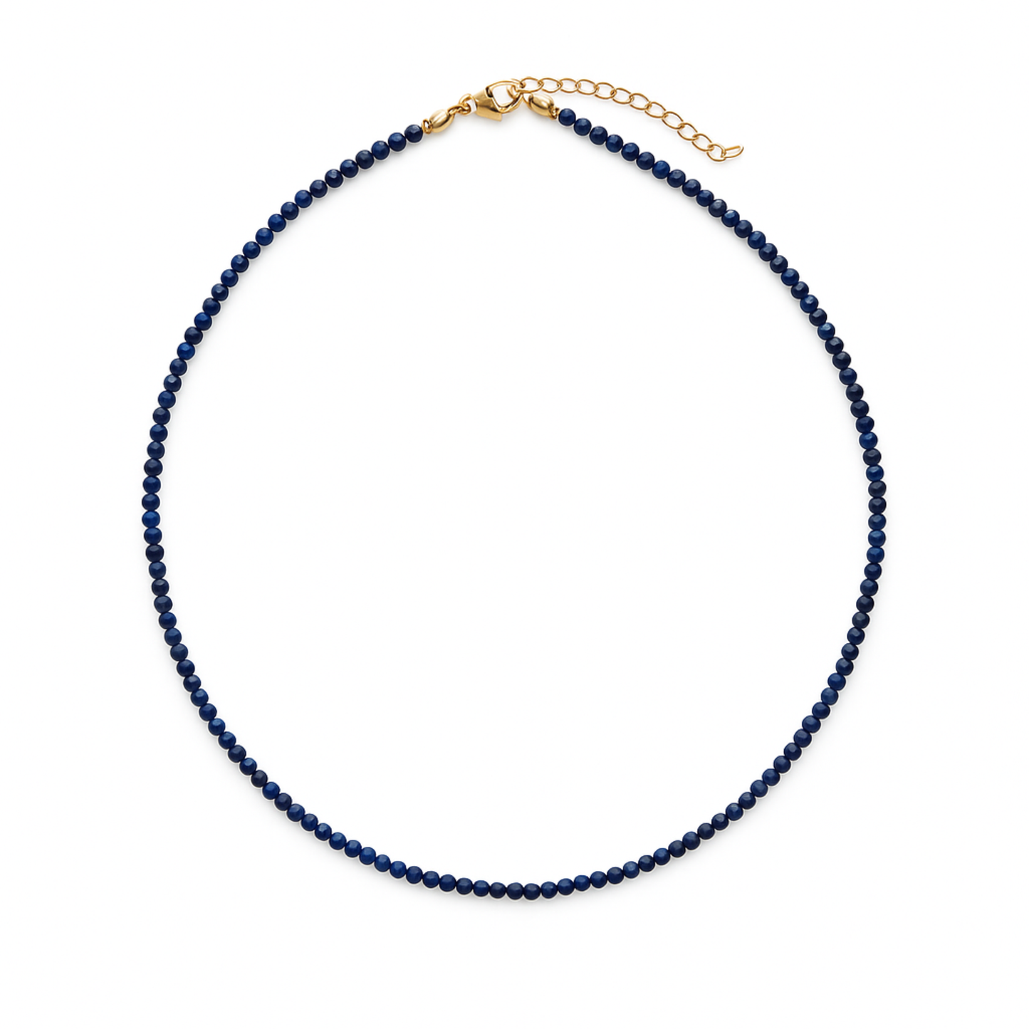 Natural Stone Beads Single Strand Necklace: Lapis Blue