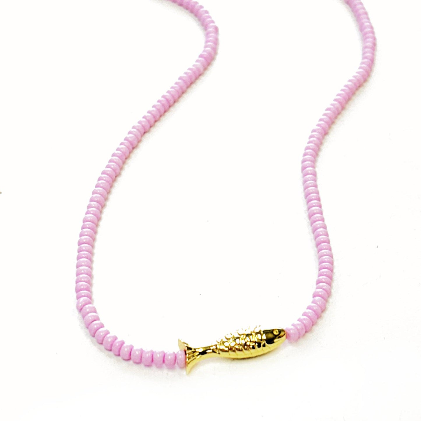Lucky Fish Beaded Necklace: Kelly Green