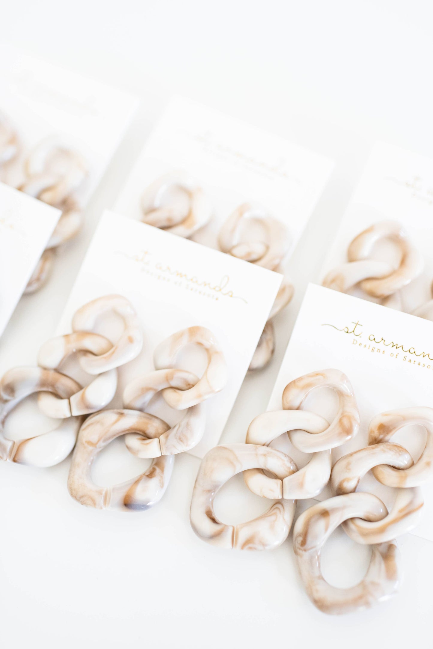 Cream Lucite Chain Statement Drop Earrings