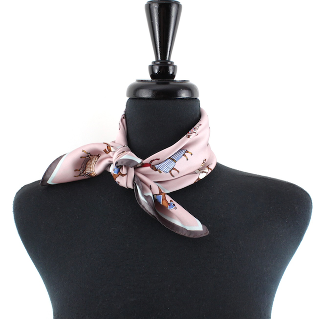 S24214 Horse Pattern Lightweight Square Scarf: 03 Beige