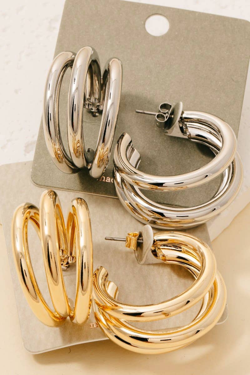Layered Tube Hoop Earrings: G