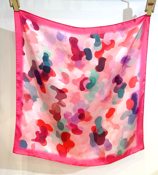 S26050 Mirage Satin-Like Polyester Square Scarf: 04 Fuchsia