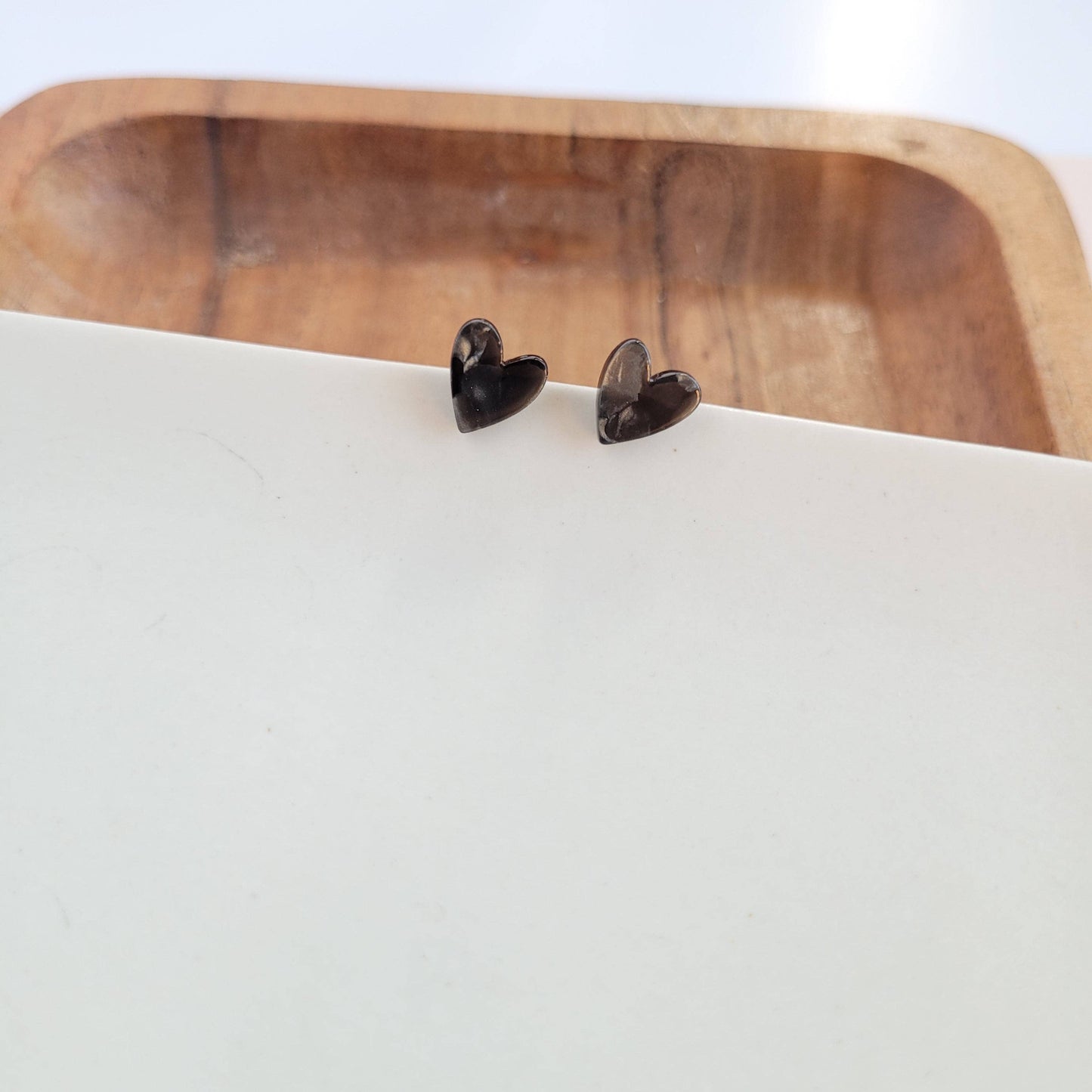 Hand Drawn Heart Studs - Black // Jewelry, Earrings, Valentine's