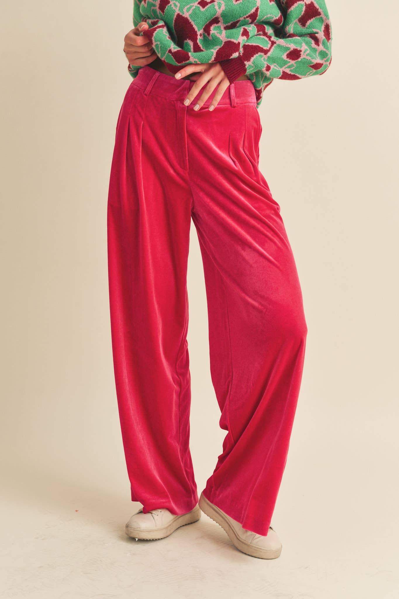 WIDE LEG VELVET TROUSERS MP2503: ROSE MAUVE / S