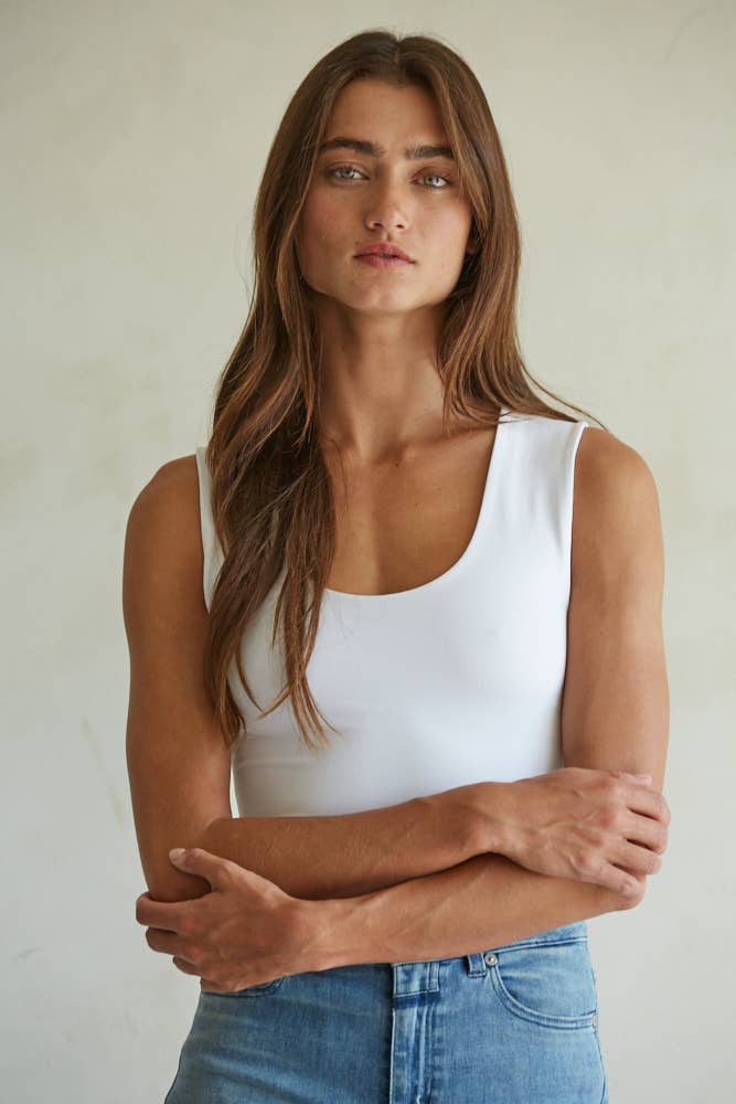 S1187N | Double Layered Seamless Top: Light Taupe / ML
