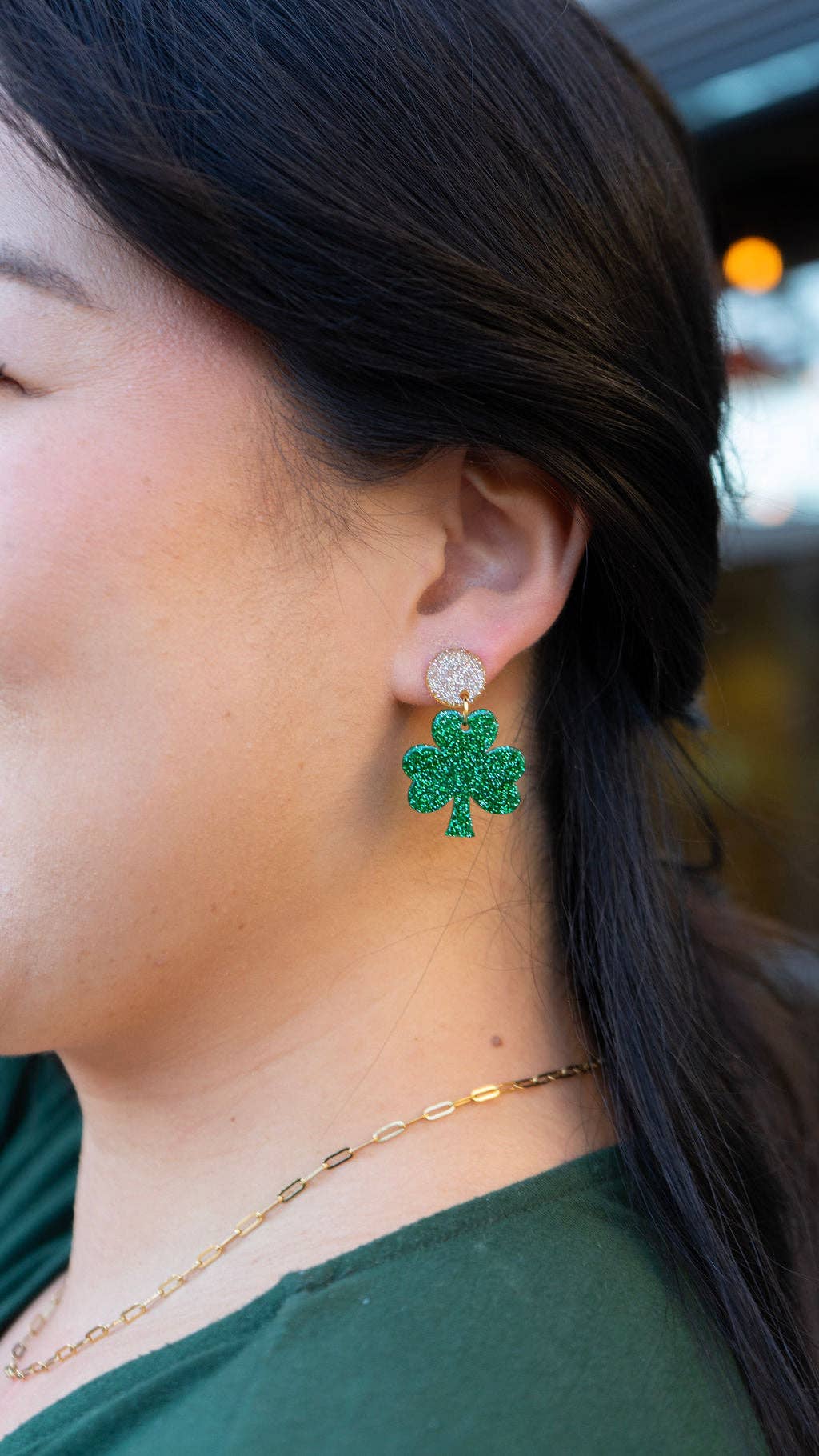 Lucky Charm Earrings - Green Glitter // St Patrick's Day